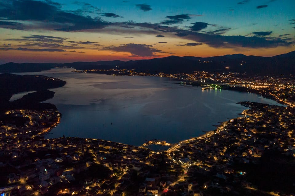 The coast of Okrug Gornji at sunset