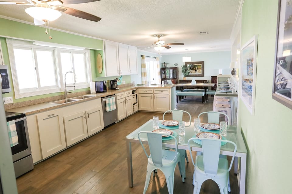 Upstairs kitchen has all the pots/pans so you can cook up a family meal
