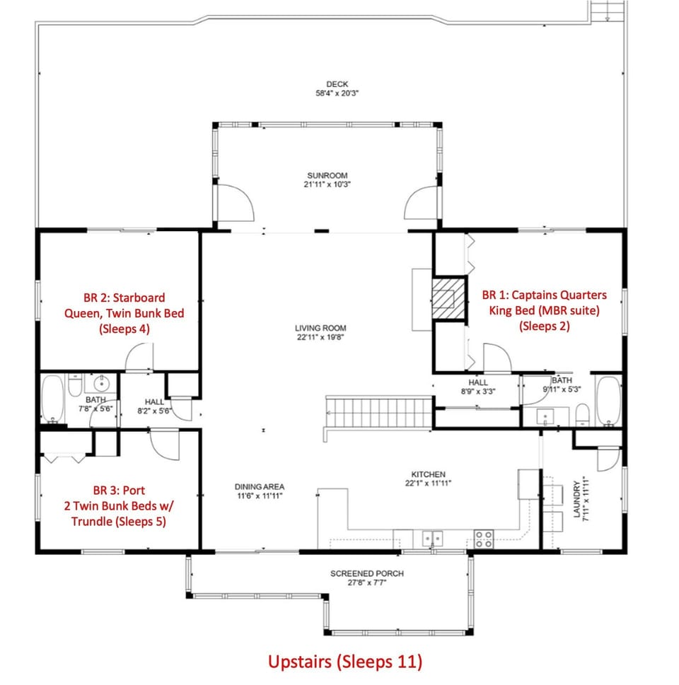 Upstairs Floor Plan (Main Living / Kitchen Areas)