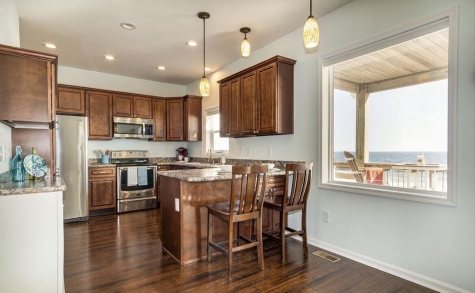 Fully equipped kitchen with ocean view