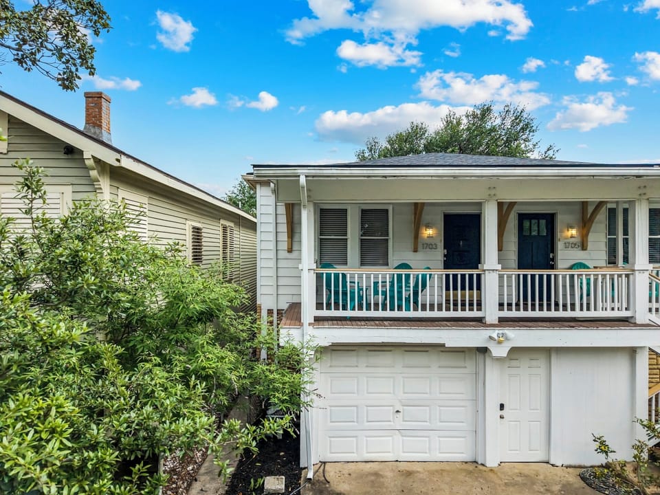 The historic triplex by day — M Avenue Trio puts your whole group in one beautifully renovated building, minutes from Galveston's beaches.