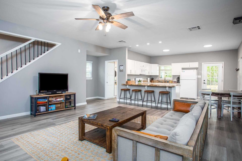 No matter where you are on the main floor, you'll always be part of the fun and conversation, thanks to the bright and airy open-floor design here!