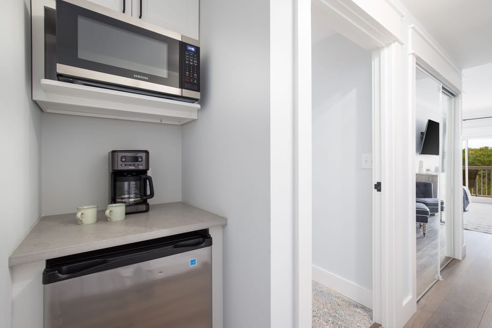 Kitchenette - kitchenette with fridge, microwave and coffee maker