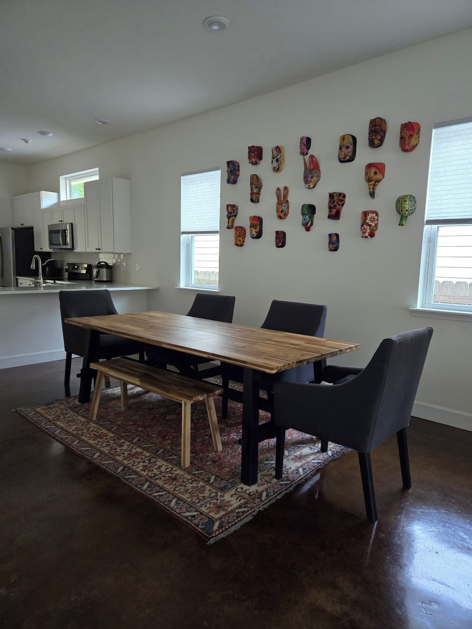 
Our spacious dining table is the perfect spot to connect with your loved ones.