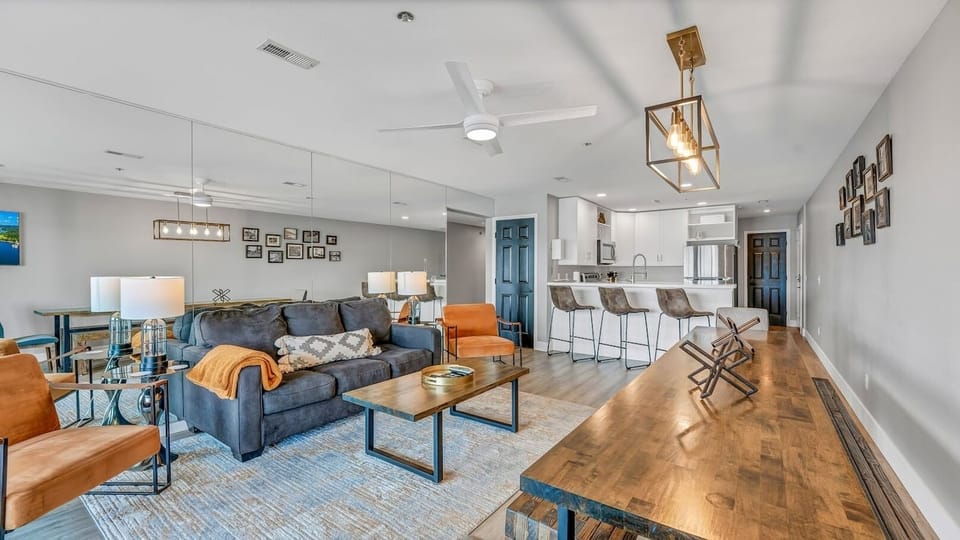 Living room and kitchen