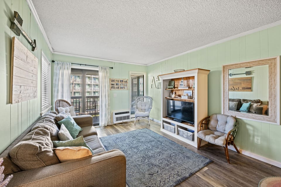 Perfect room for friends and family to  to gather around for movie night.