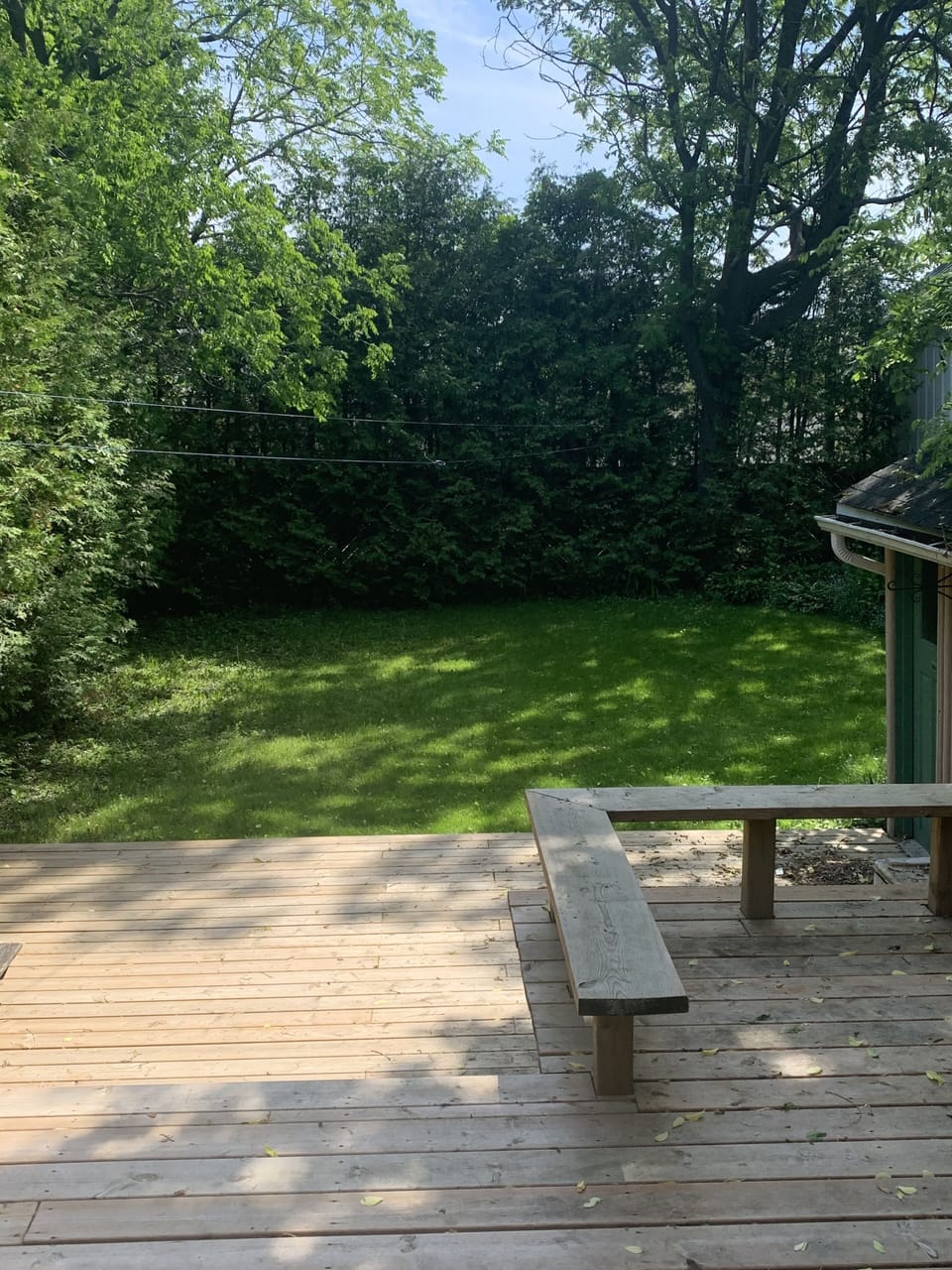 View of the backyard from the deck.
