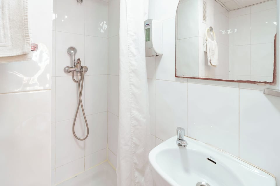 City Double Room | Bathroom | Shower, hair dryer, towels, soap
