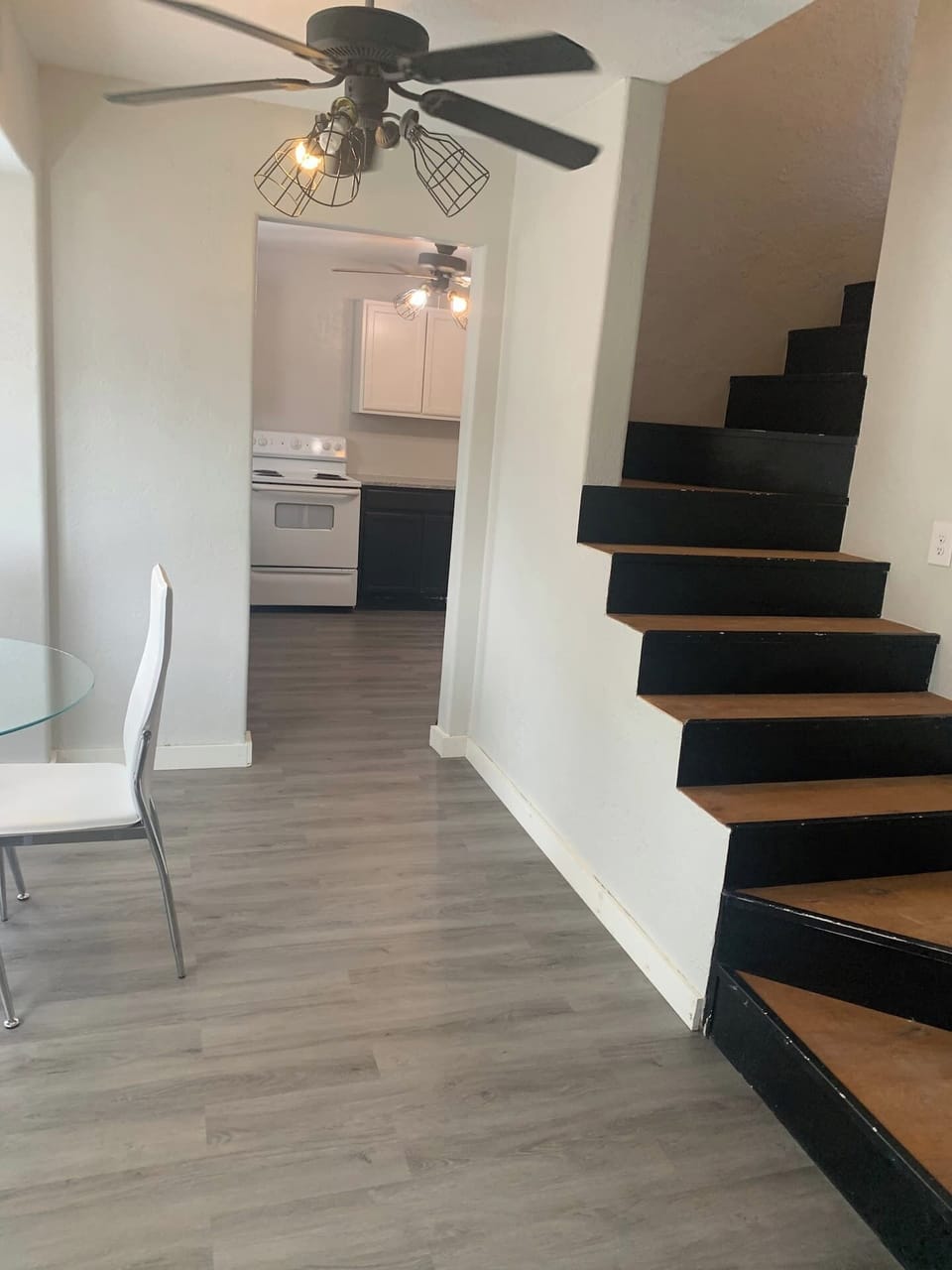 Dining area next to stairs 
