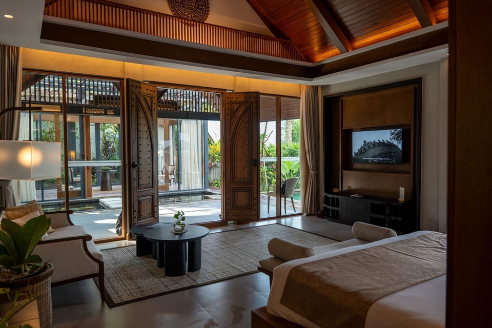 Exclusive Modern Pool Villa | Living area | 32-inch LCD TV with cable channels, TV, DVD player