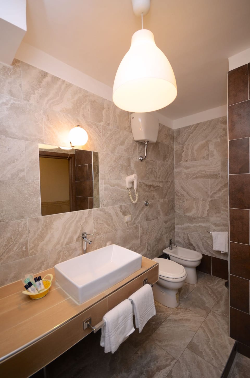 Hair dryer, bathrobes, slippers, bidet