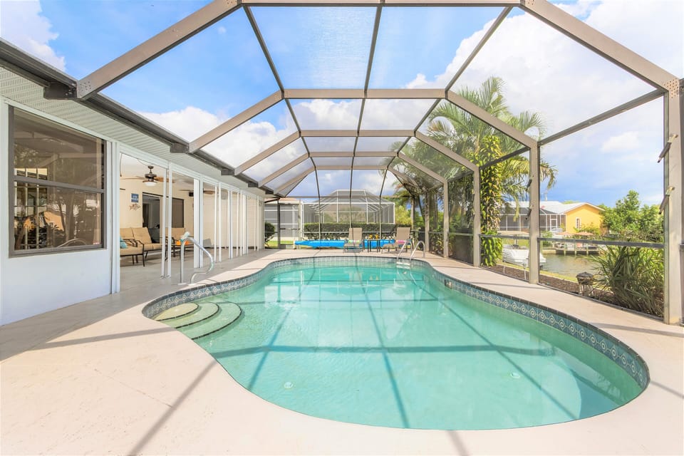 The electric-heated pool is calling your name!
