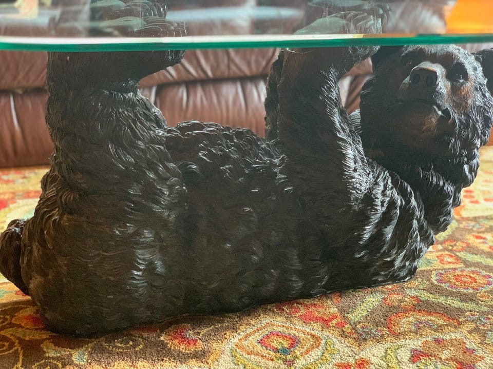 The Perfect Cabin Accents with this Bear Themed Coffee Table