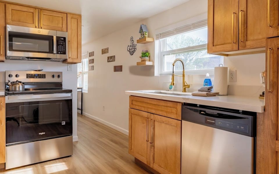 Newly updated kitchen with modern appliances makes meal prep a pleasure