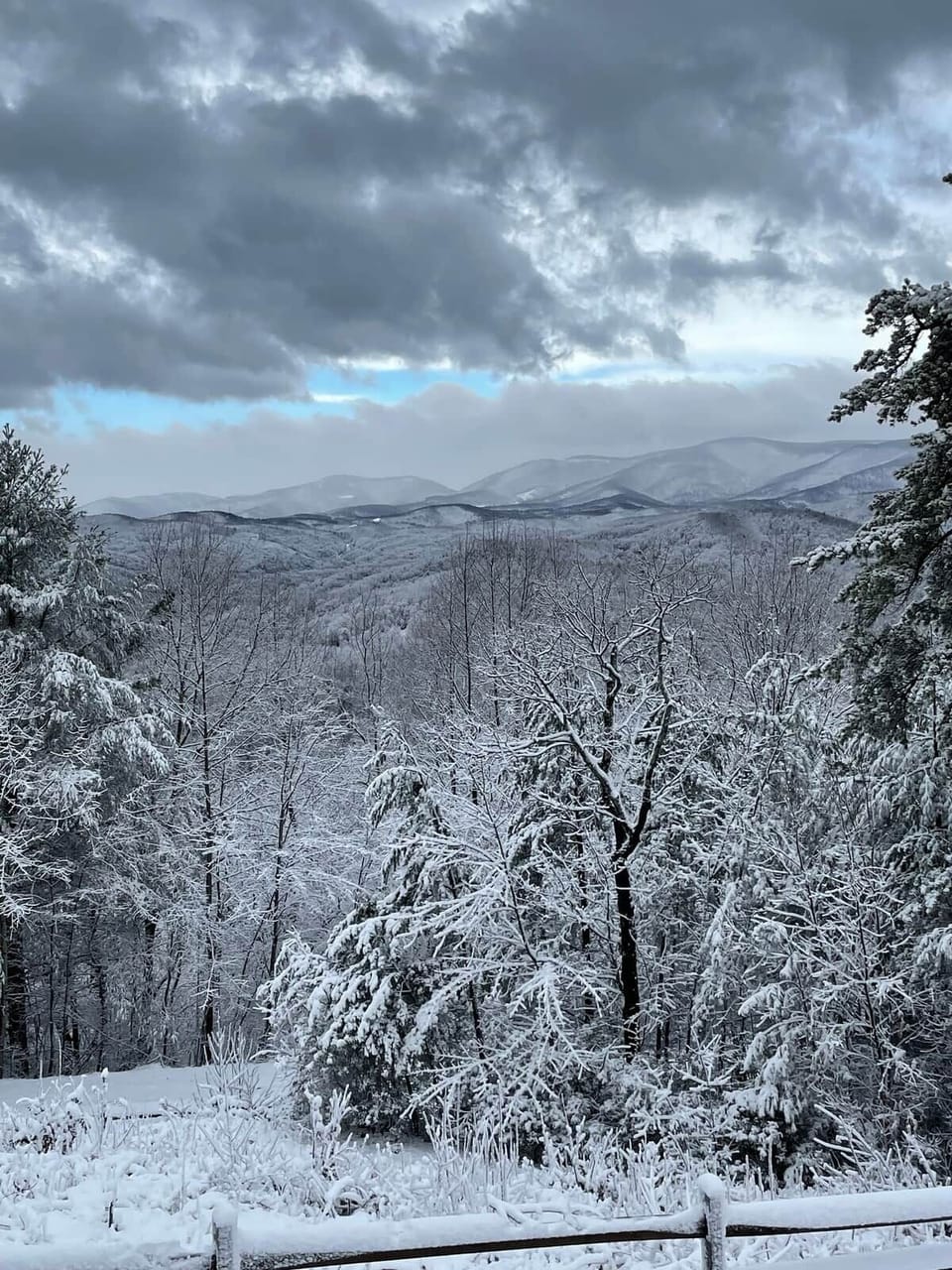View from front porch January 2022 snow.  