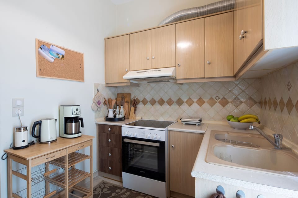 Design Apartment | Private kitchen | Full-size fridge, oven, stovetop, cookware/dishes/utensils