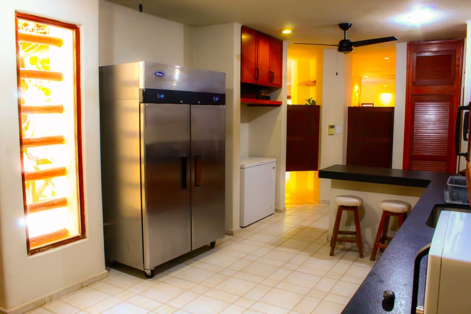 Deluxe House | Private kitchen | Full-size fridge, microwave, oven, cookware/dishes/utensils