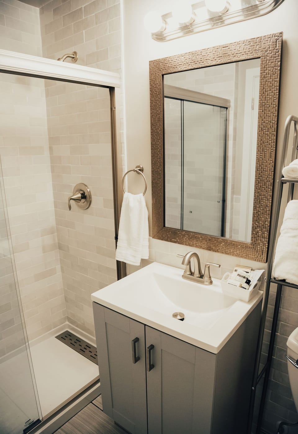 Bathroom with tiled shower