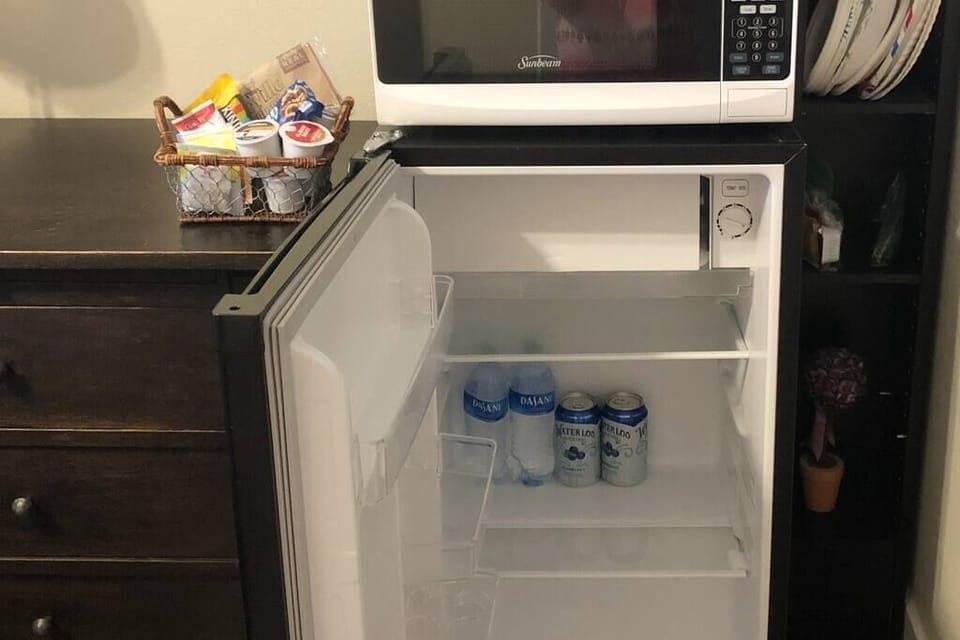 Larger fridge than most hotels. There is a small freezer compartment. 
