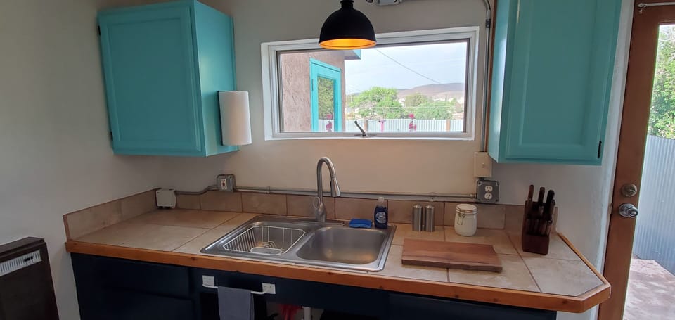 Two toned kitchen cabinets. 