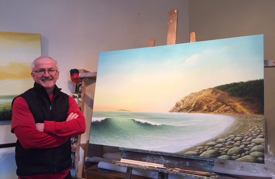 Doug with his oil on canvas