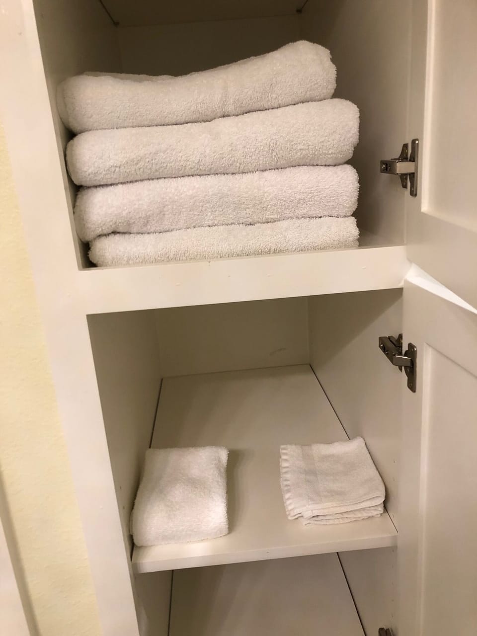 Towels stocked in bathroom