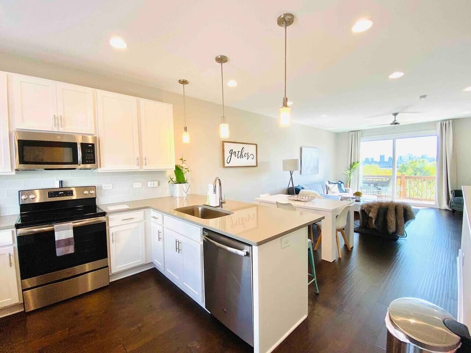 Large open living area on 2nd floor with views