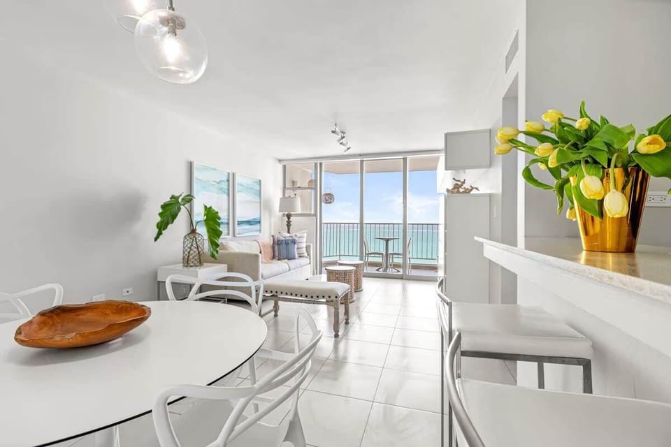Common area reflects soft &amp; modern decor