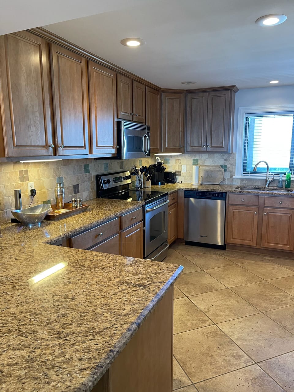 Well-appointed kitchen with view of Ono Island