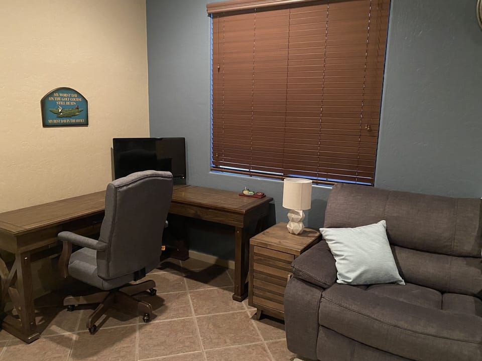 Desk with monitor