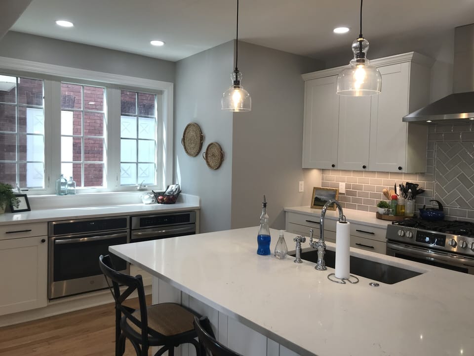 Central kitchen island with the 2nd oven,microwave more counter area in the back
