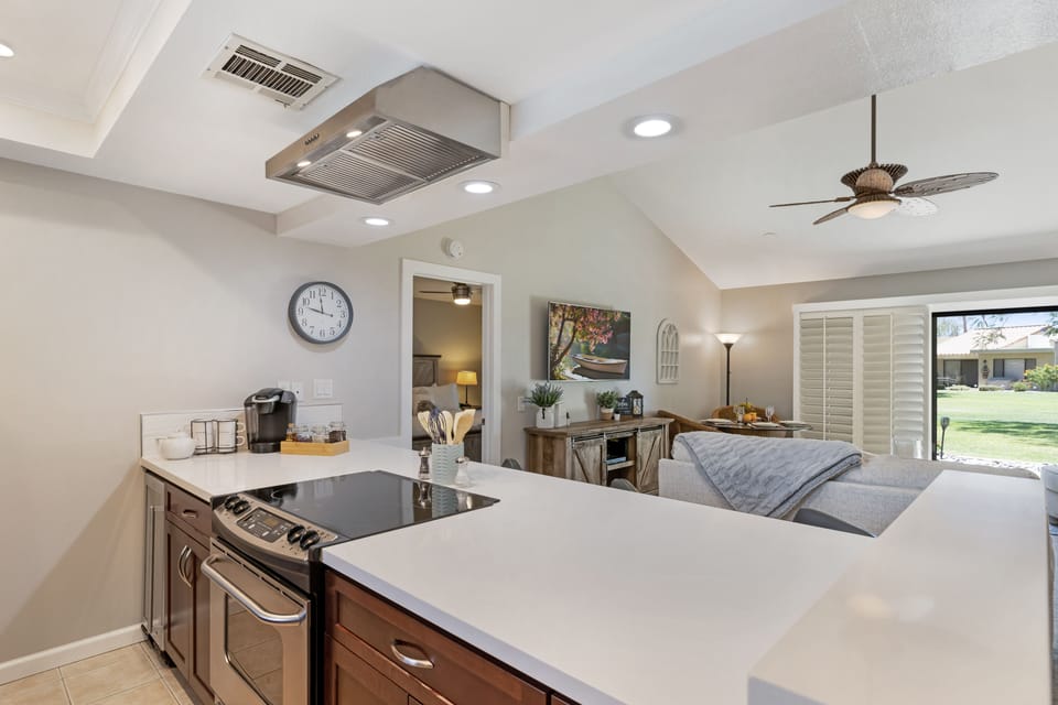 Newly updated large quartz countertops for cooking and entertaining! 