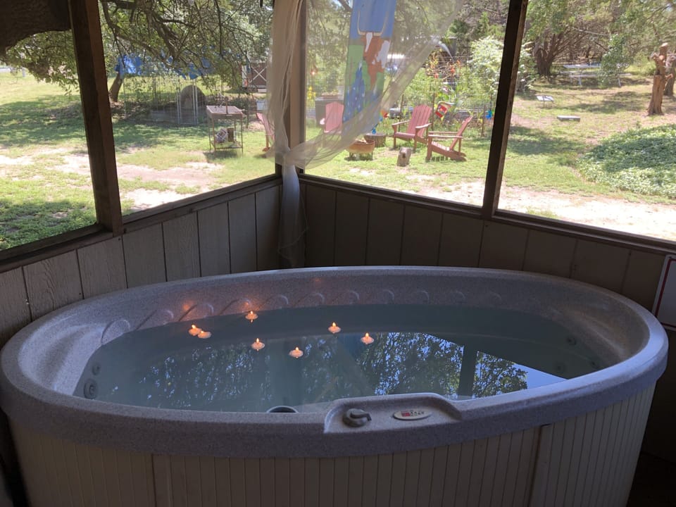 Relax in the 2 person hottub