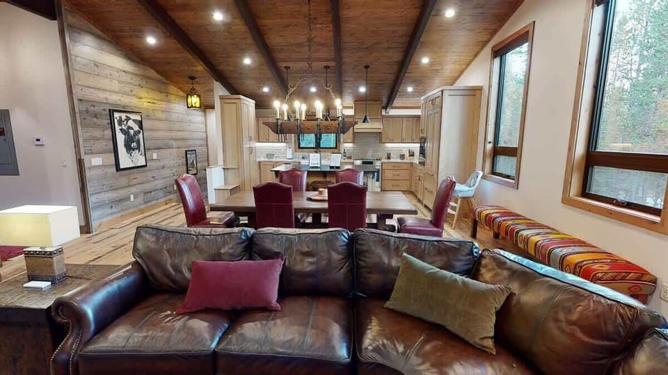 View of the kitchen from the living room area.