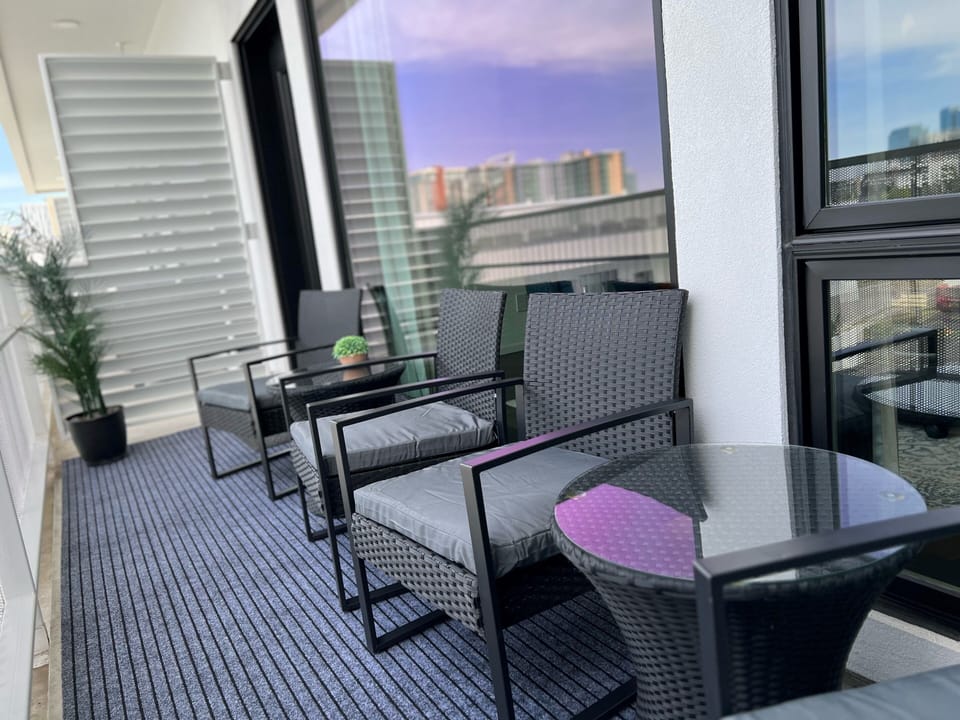 Private balcony overlooking the pool