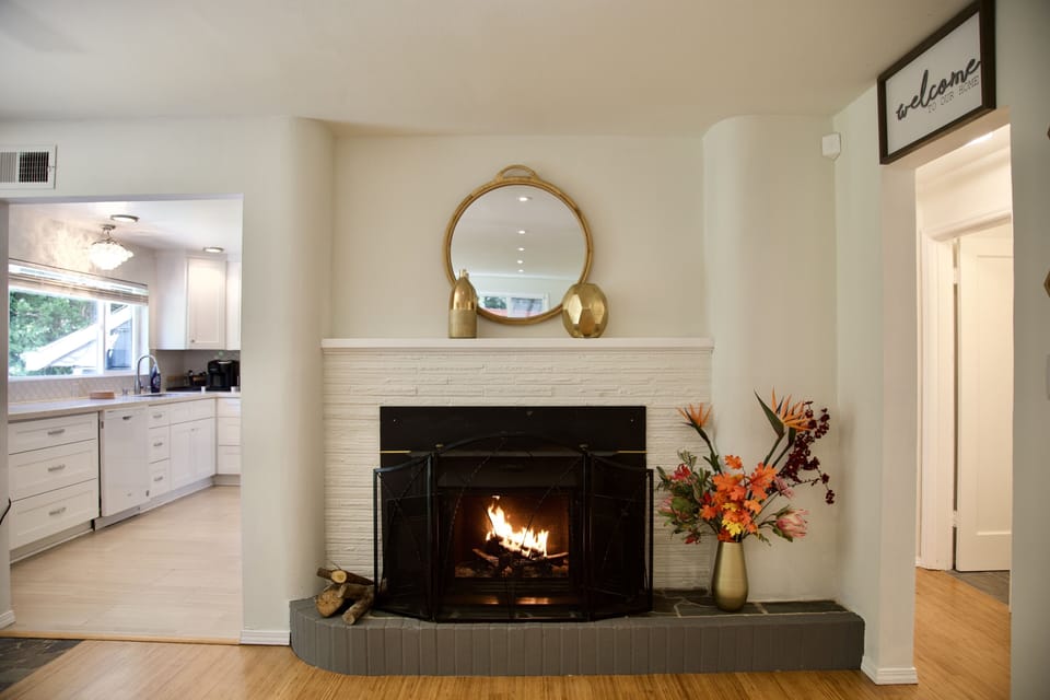 Fireplace in living area