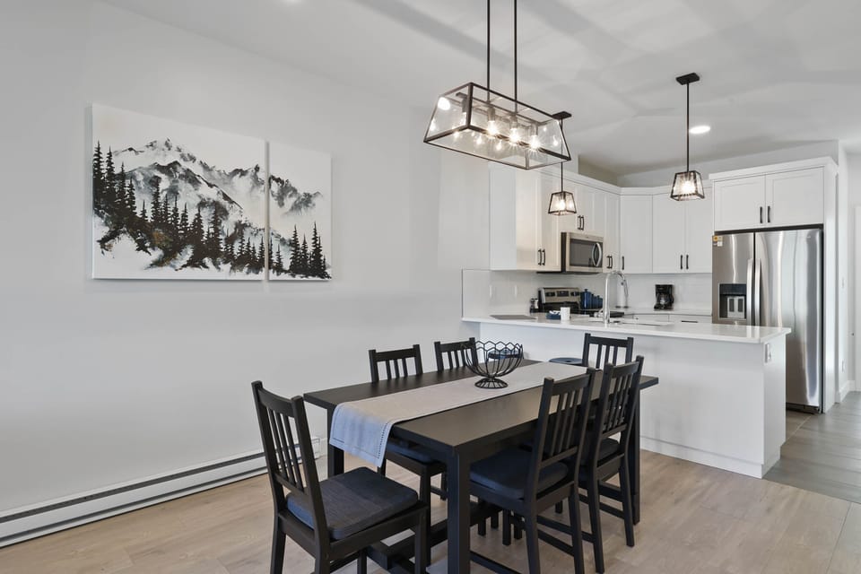 Dining Area with additional table sections to extend and add seating