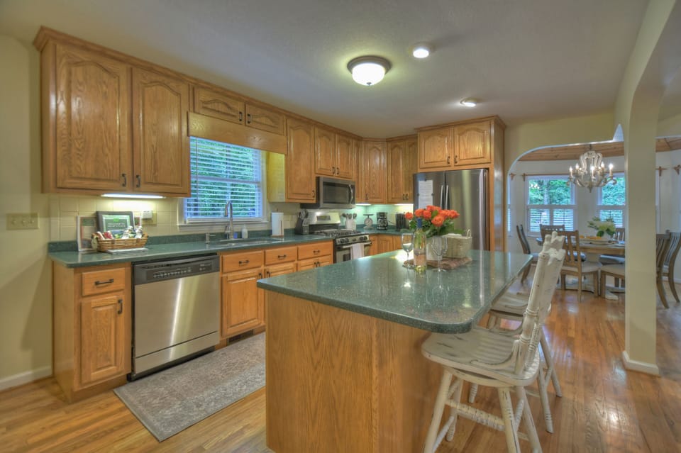 Large Island with two bar stools