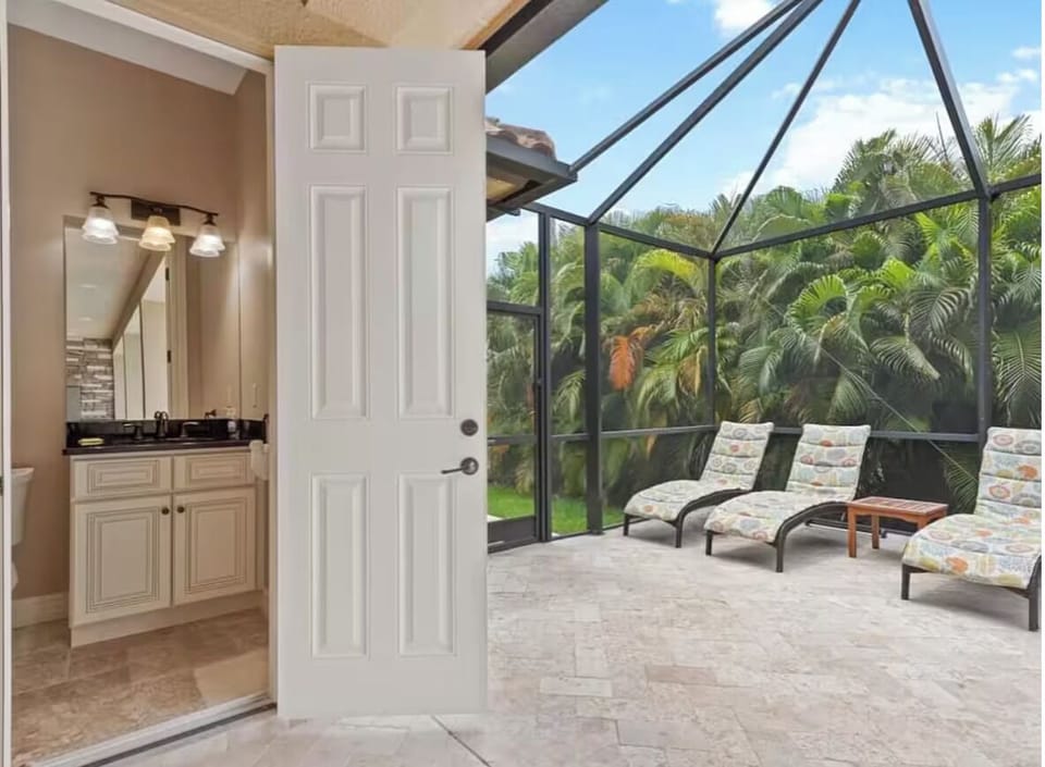 Outside guest half bathroom and shower