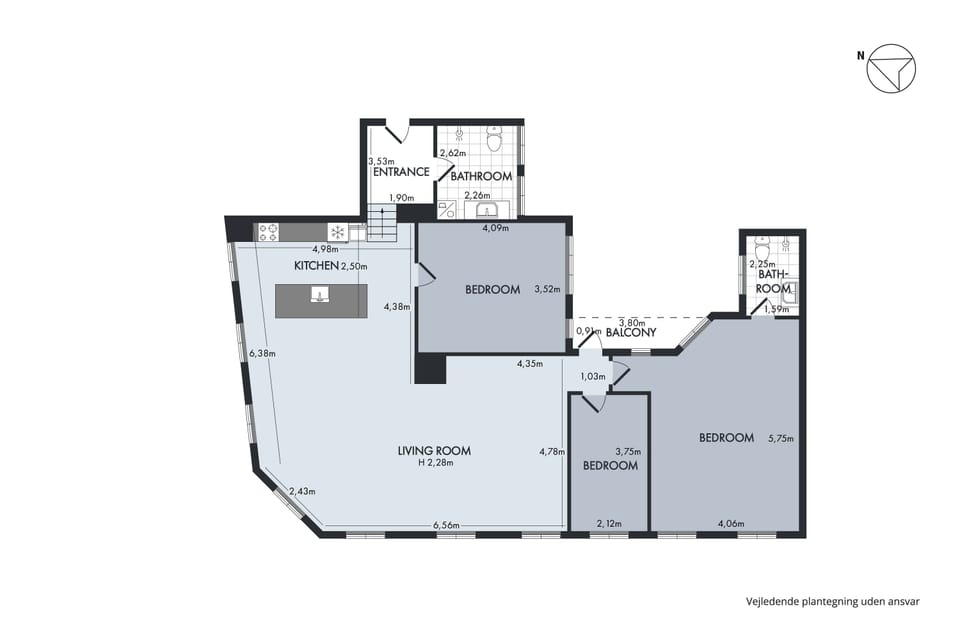Apartment, 3 Bedrooms, Balcony, City View | Floor plan