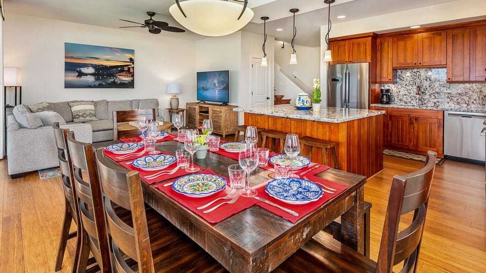 Pili Mai Resort at Poipu #06E - Dining, Living Room & Kitchen - Parrish Kauai