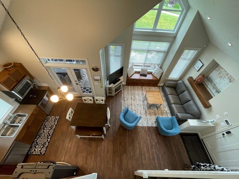 View of living area from loft