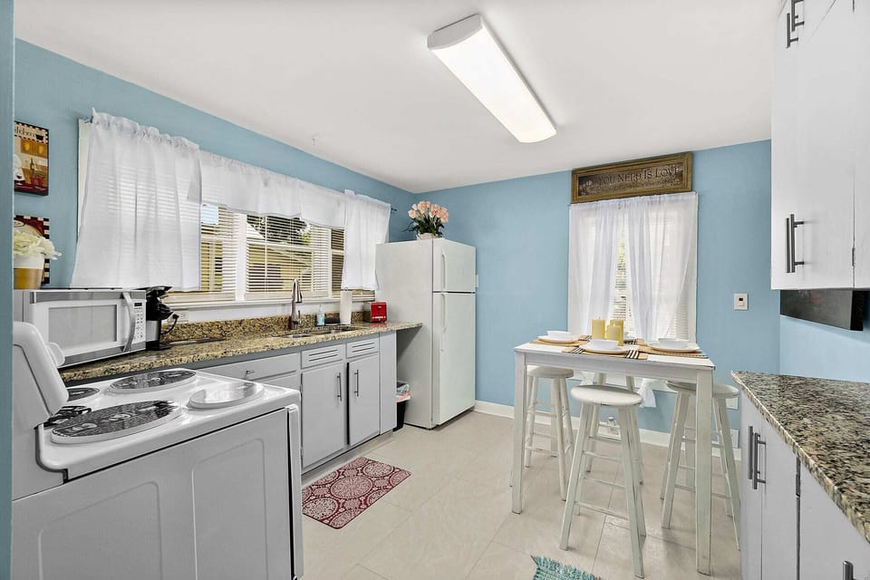 Fully stocked kitchen with all the supplies you for quick meals in
