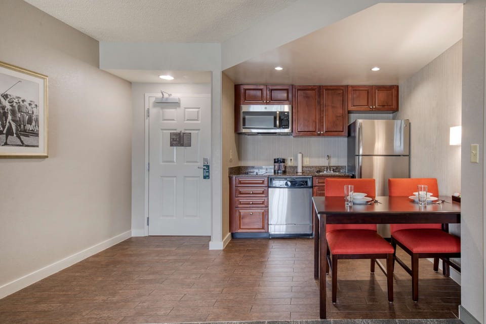 Suite, 2 Queen Beds, Non Smoking (Accessible Bathtub) | Private kitchen | Coffee/tea maker, full-size fridge, microwave, stovetop