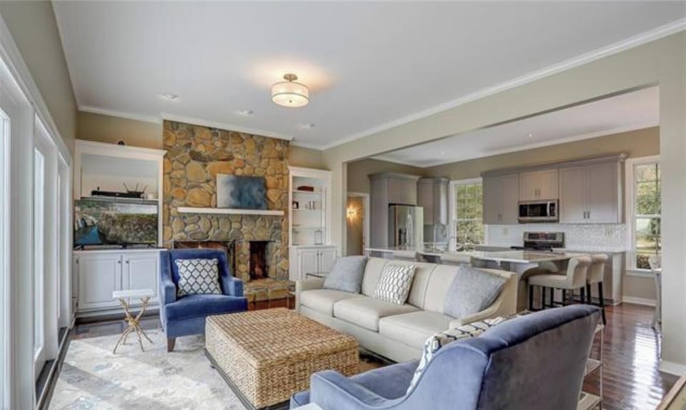 Open concept kitchen and living area