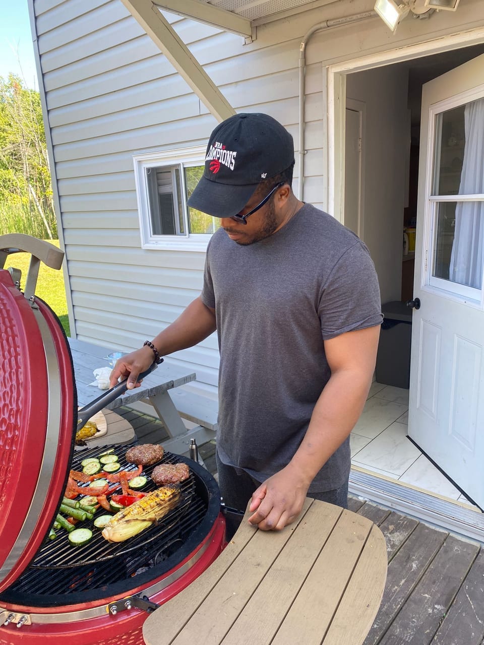 Enjoy grilling on our Kamado! YUM!