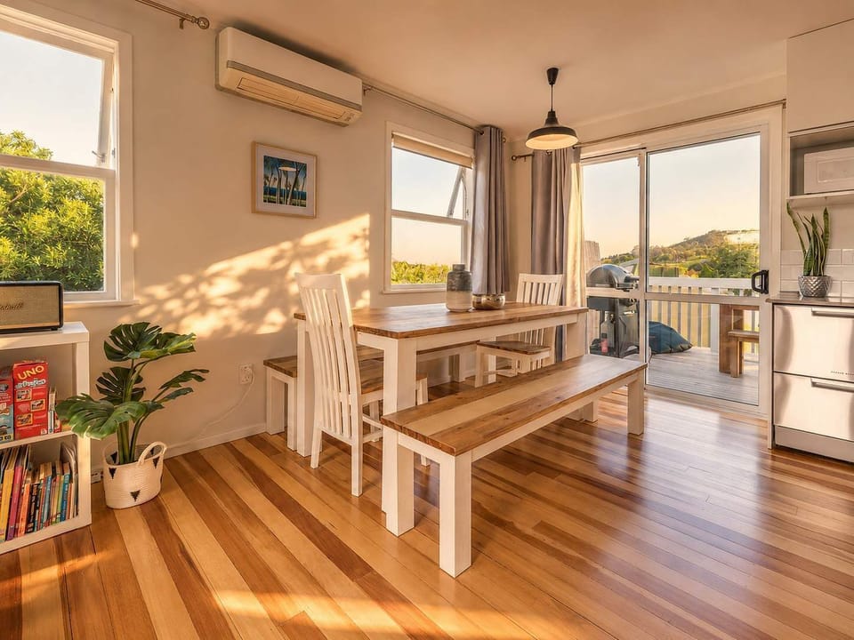 Dining room with sliding doors to back balcony