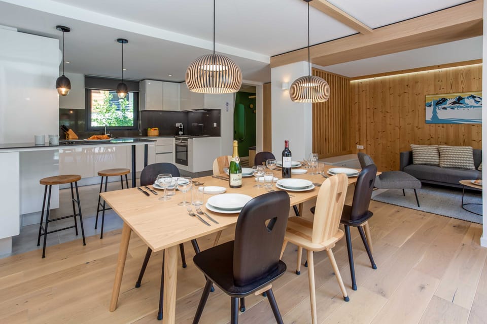 Open plan kitchen with living dining room