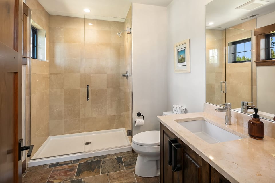 Fit for a King: - Master bath with a tile shower.