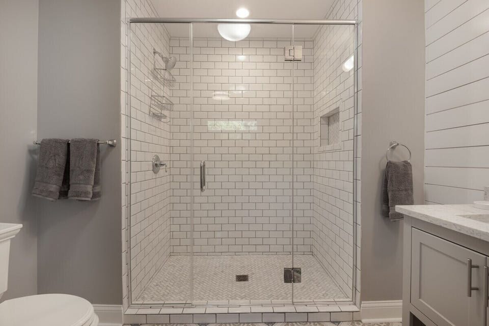 Attached bathroom with large walk in shower